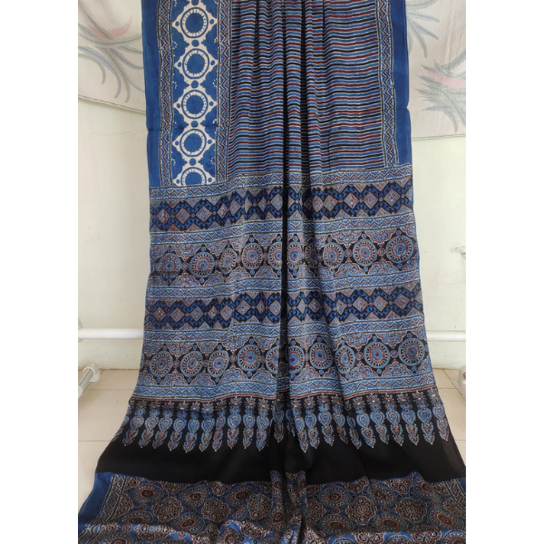 Ajrakh Block print Saree 